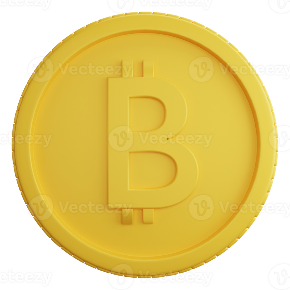 Bitcoin clipart flat design icon isolated on transparent background, 3D render cryptocurrency and investment concept png