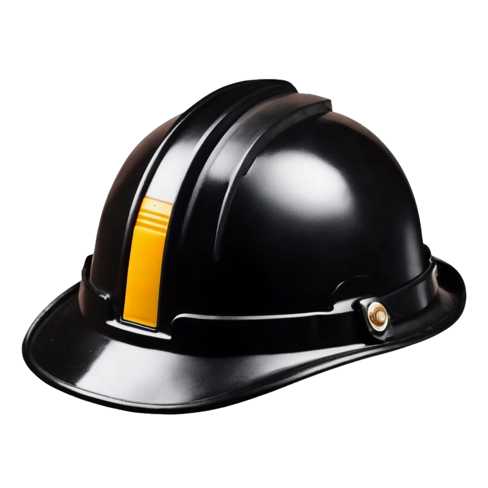 AI generated Black construction safety helmet worker's hardhats PNG isolated on transparent background AI Generative