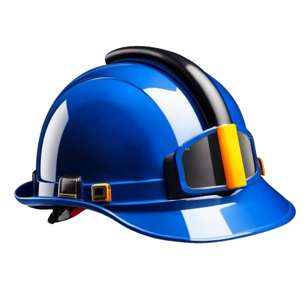 ai generato blu costruzione sicurezza casco lavoratori elmetti png isolato su trasparente sfondo ai generativo