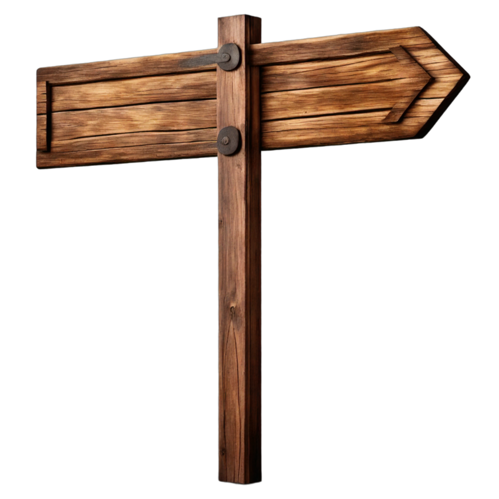 AI generated Wooden rustic signposts with a blank sign board isolated on a transparent background PNG AI Generative