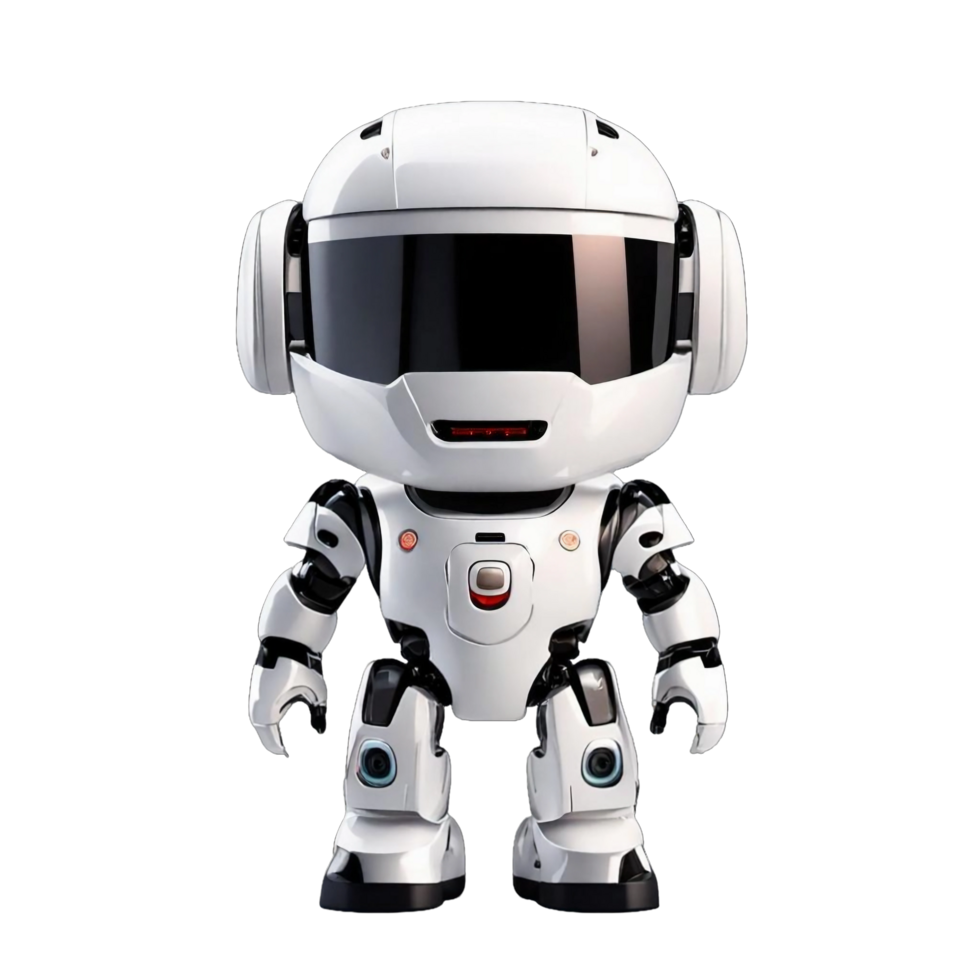 AI generated Cheerful cute white standing humanoid robot PNG isolated on a transparent background AI Generative