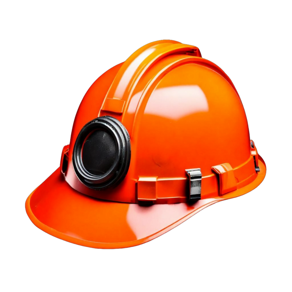 AI generated Orange construction safety helmet worker's hardhats PNG isolated on transparent background AI Generative