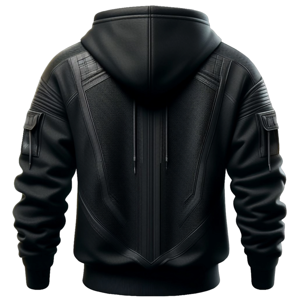 AI generated Black hoodie sweatshirt with a back view design. This sweatshirt is perfect for a casual and comfortable look isolated on transparent background AI Generative png