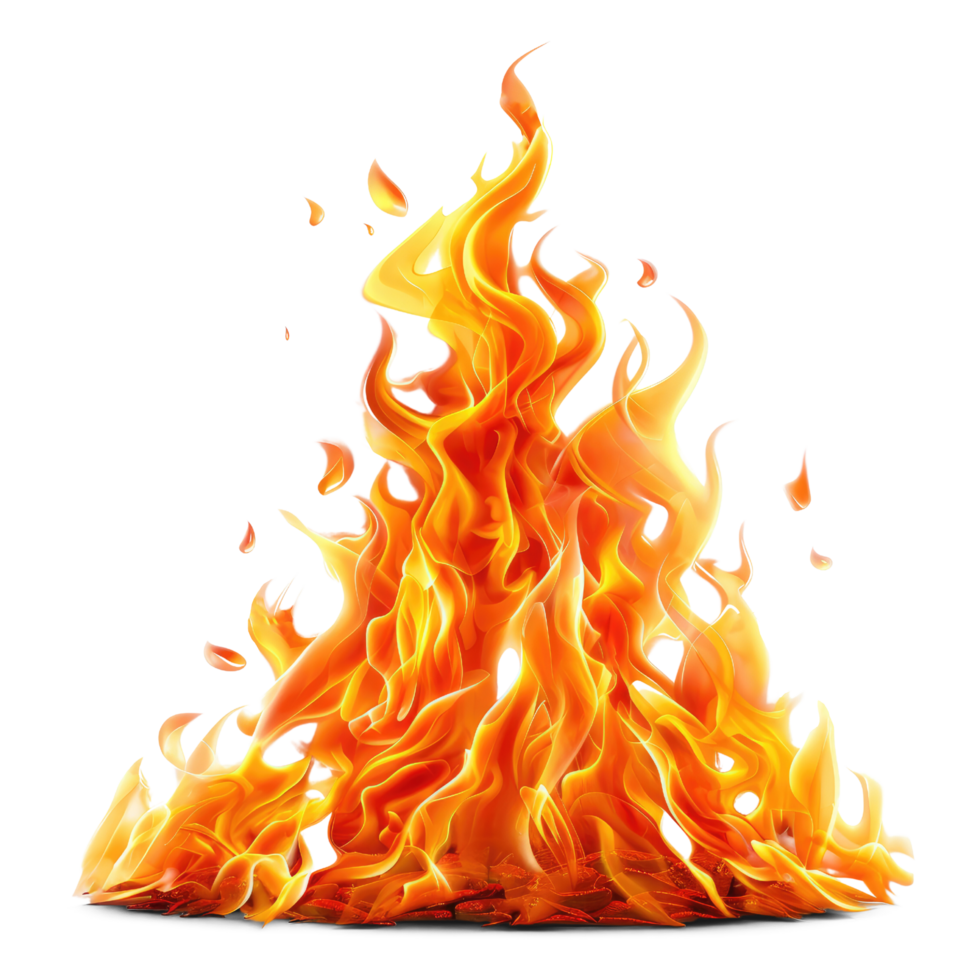 AI generated Blazing Fire and flame. Realistic flame on Transparent Background png
