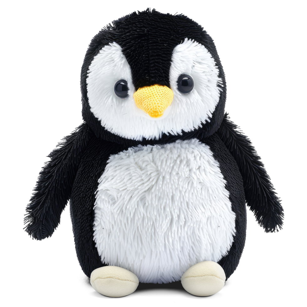 AI generated Fluffy Penguin Stuffed Animal Toy with Soft Fur isolated on transparent background AI png