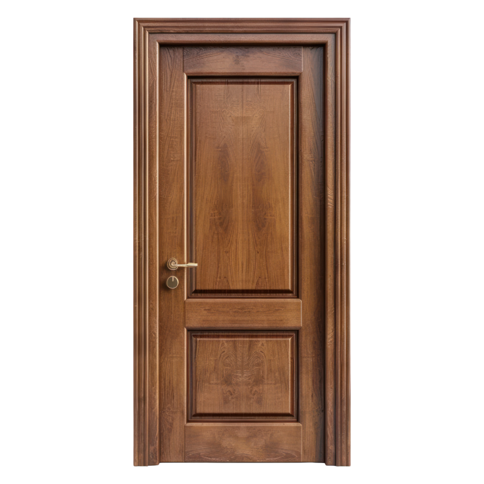 AI generated Door Isolated on Transparent Background. Front view Closed Wooden Door with Frame PNG