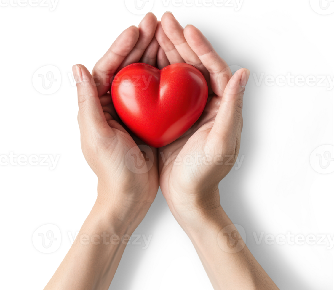AI generated Two Hands Holding a Heart Clipart Isolated on transparent background png