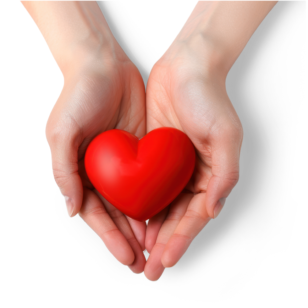 AI generated Two Hands Holding a Heart Clipart Isolated on transparent background png