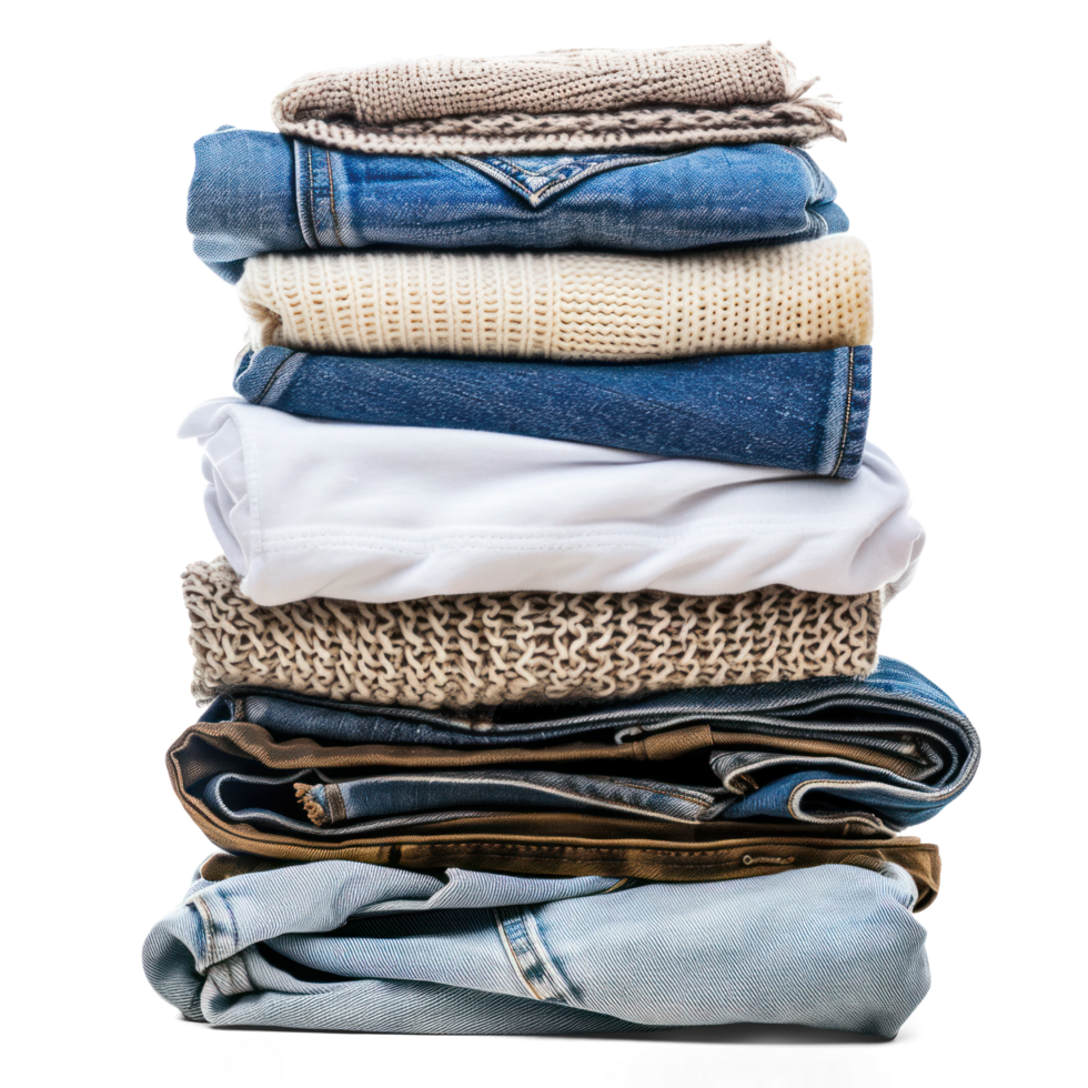AI generated Stack of folded clothes isolated on transparent background png