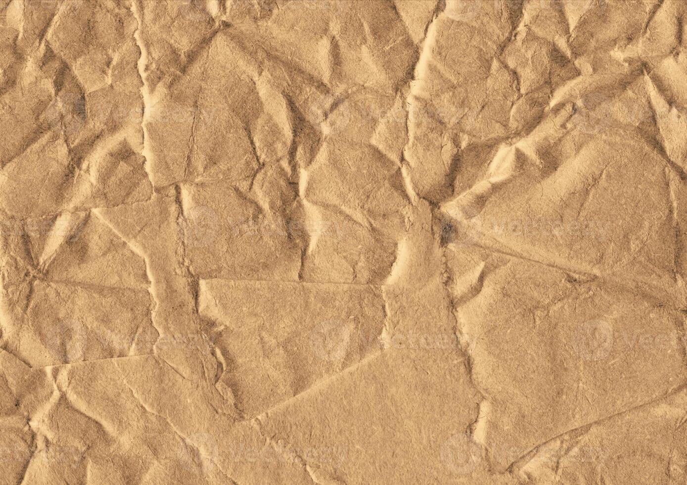 Crumpled brown kraft paper texture banner background photo