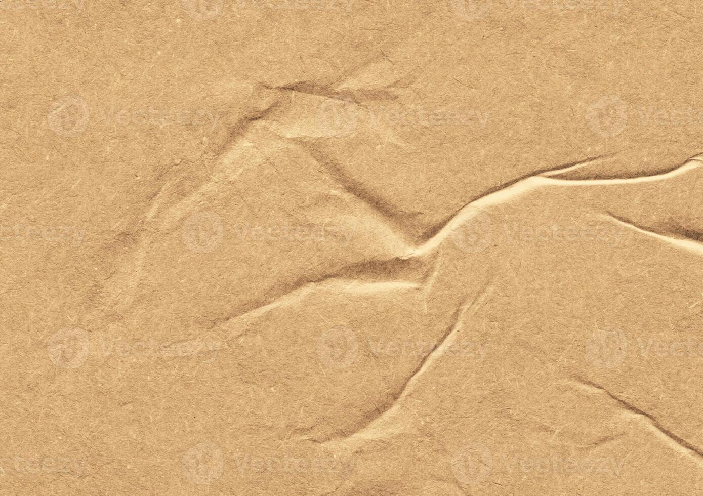 Crumpled brown kraft paper texture banner background photo