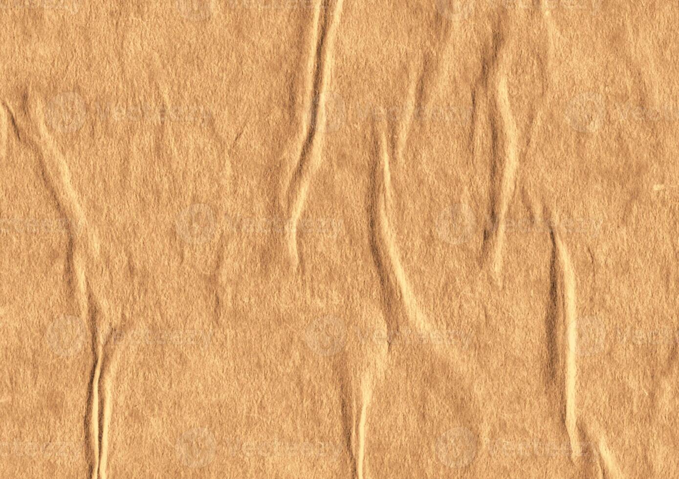 Crumpled brown kraft paper texture banner background photo