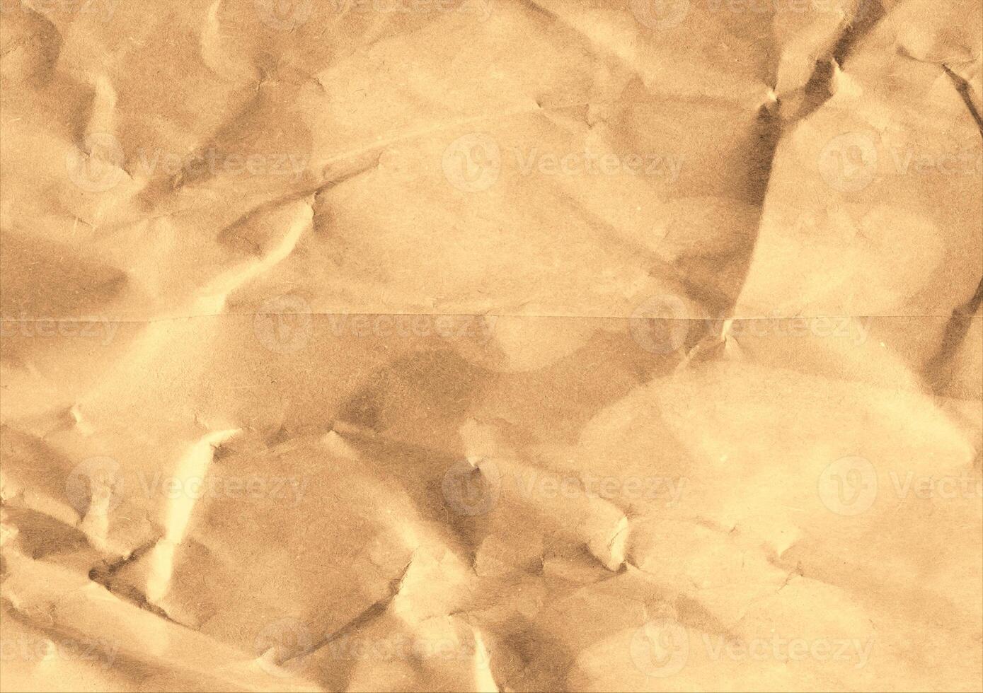 Crumpled brown kraft paper texture banner background photo