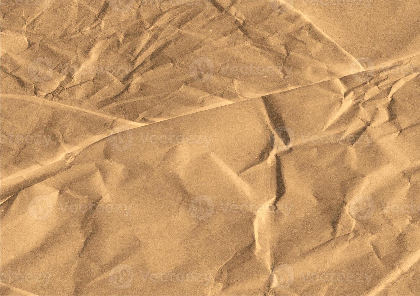 Crumpled brown kraft paper texture banner background photo