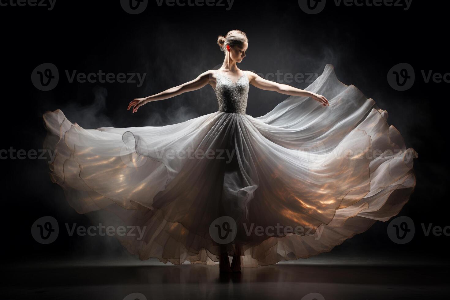 AI generated Graceful Ballet Dancer in Motion Captured with High-Speed Camera and Wide Aperture Lens photo