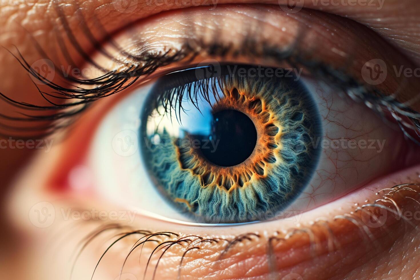 AI generated Closeup of Human Eye Captured in Natural Daylight with DSLR Macro Lens on High Resolution Film photo