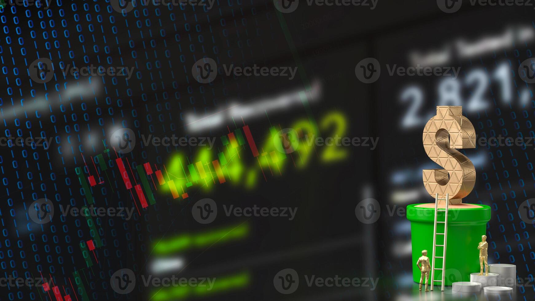 el dólar icono en planta para negocio concepto 3d representación. foto