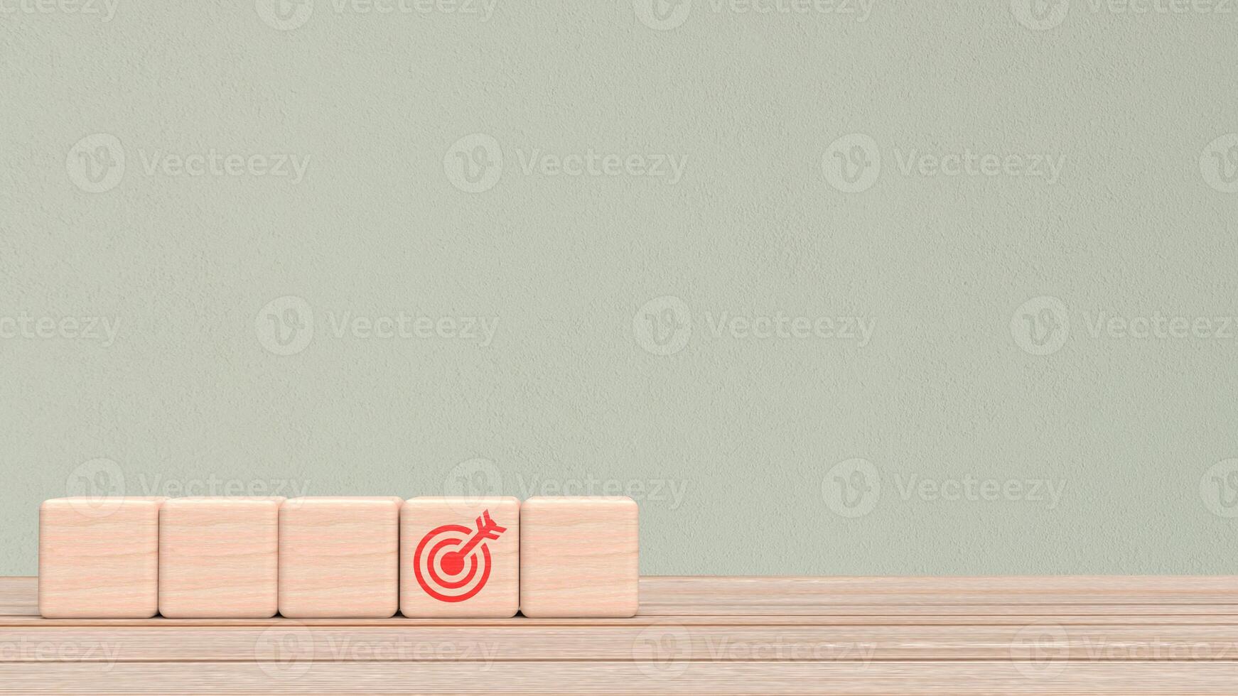 el objetivo icono en madera cubo para negocio concepto 3d representación foto