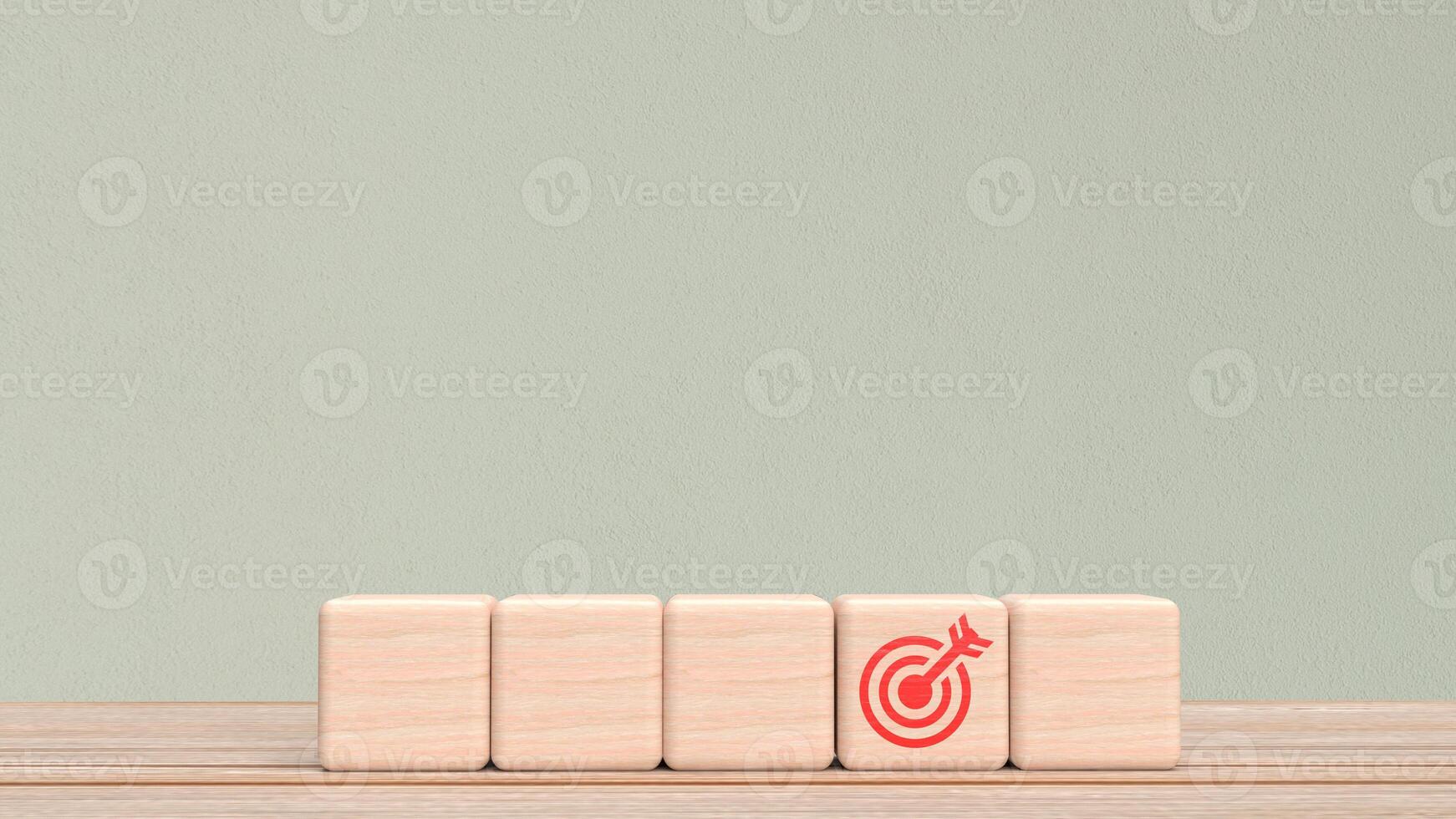 The target icon on wood cube for Business concept 3d Rendering photo