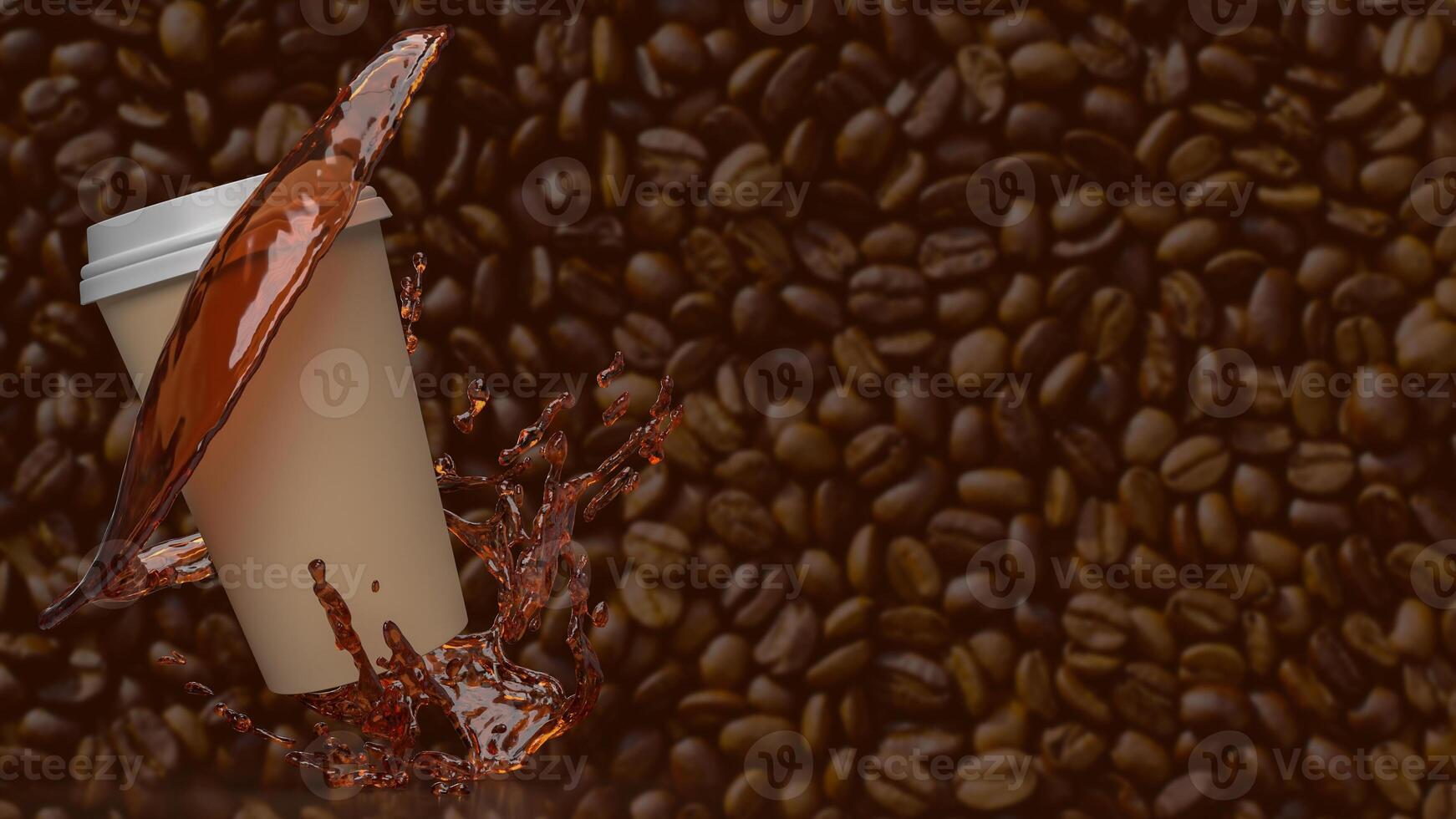 Coffee cup on Bean Background for hot drink concept 3d rendering. photo