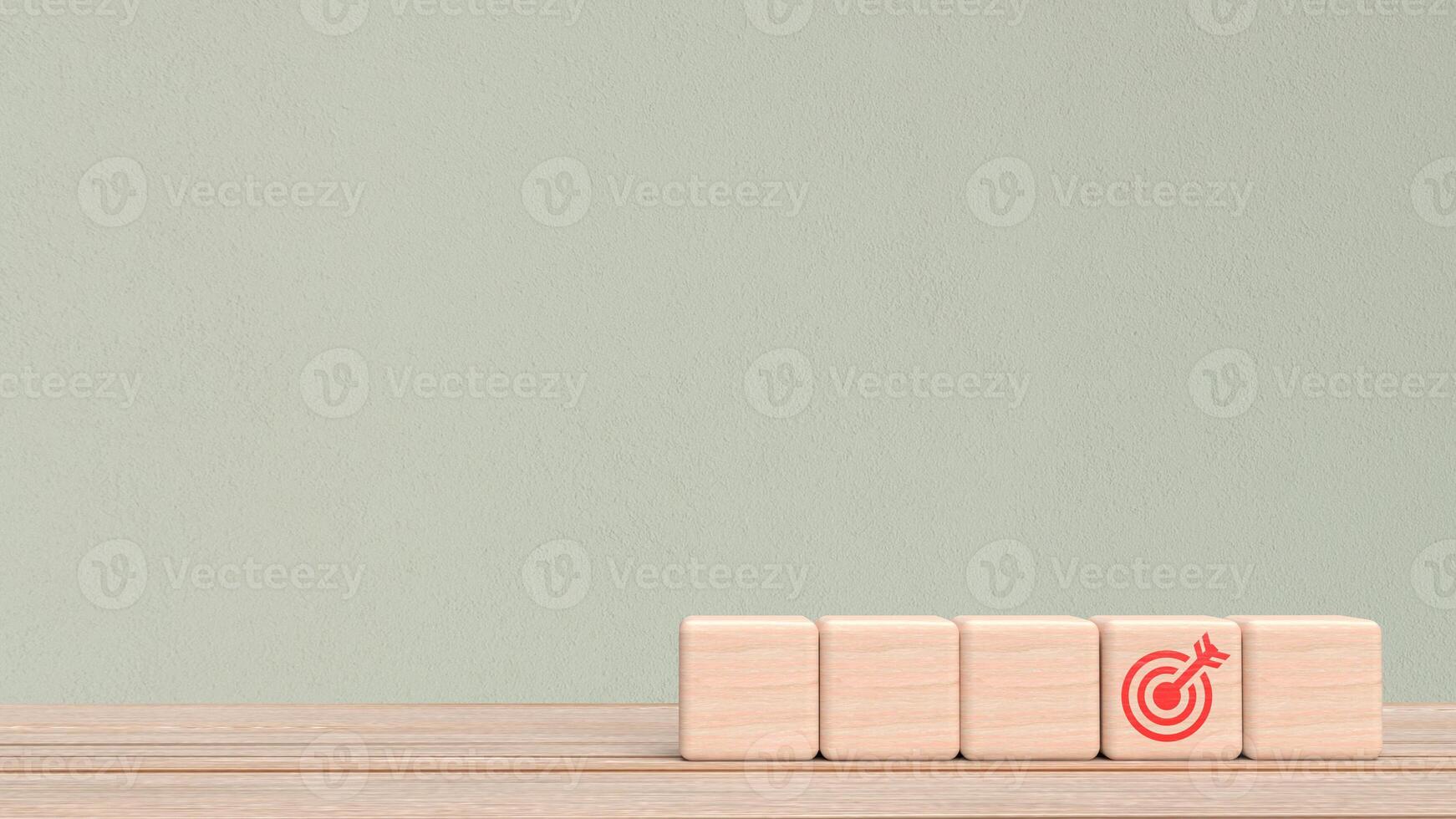 The target icon on wood cube for Business concept 3d Rendering photo