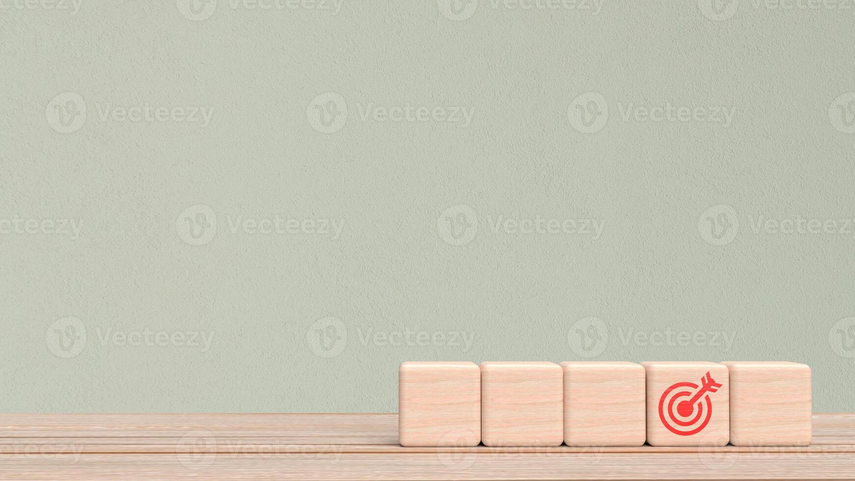 The target icon on wood cube for Business concept 3d Rendering photo