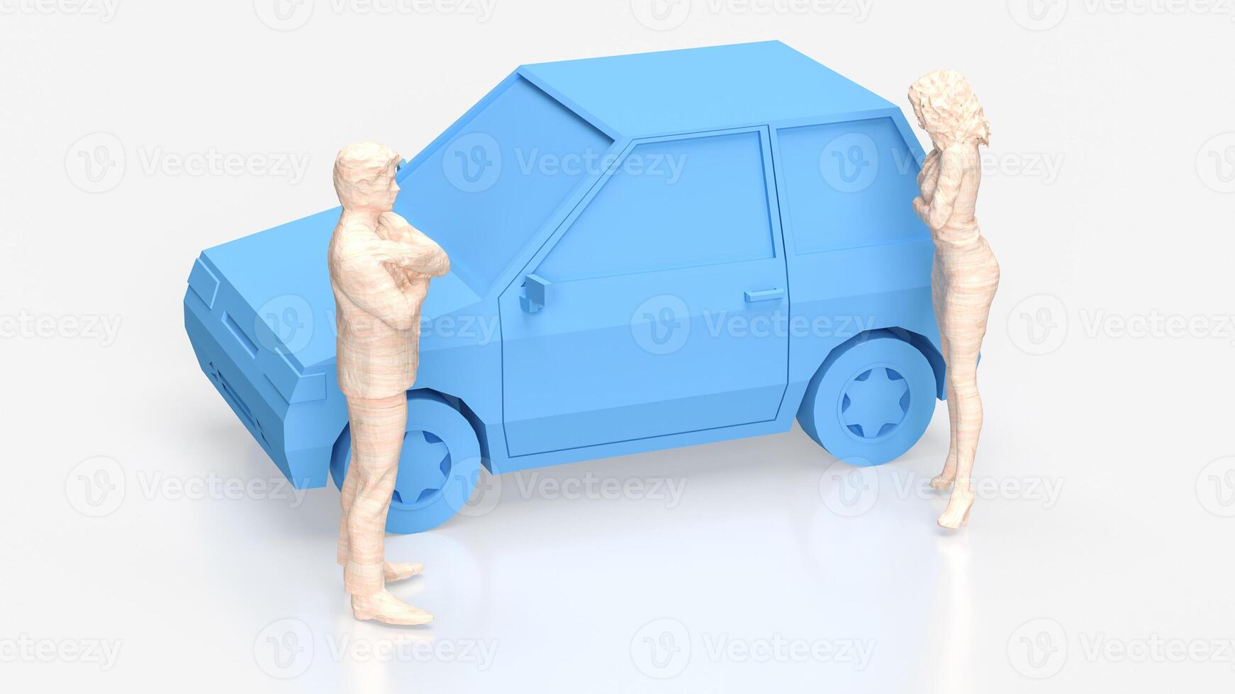 el azul coche viento arriba para automóvil o transporte concepto 3d representación. foto