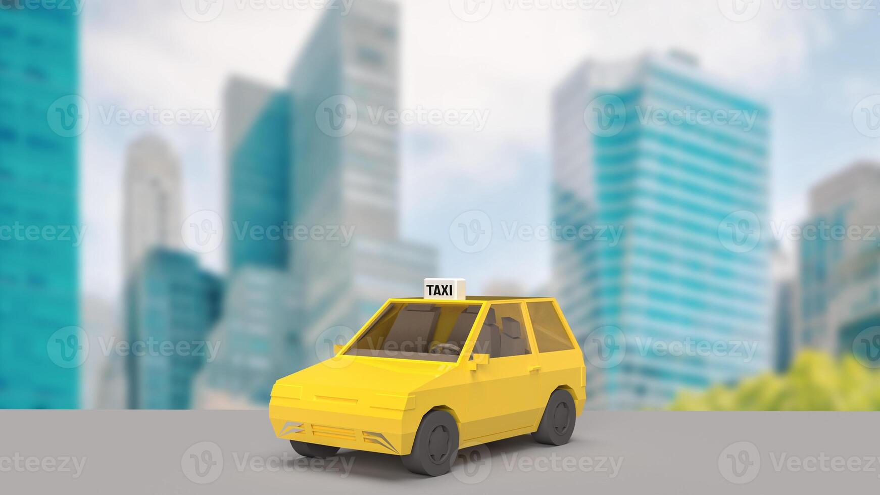 The yellow taxi for transportation or service concept 3d rendering. photo