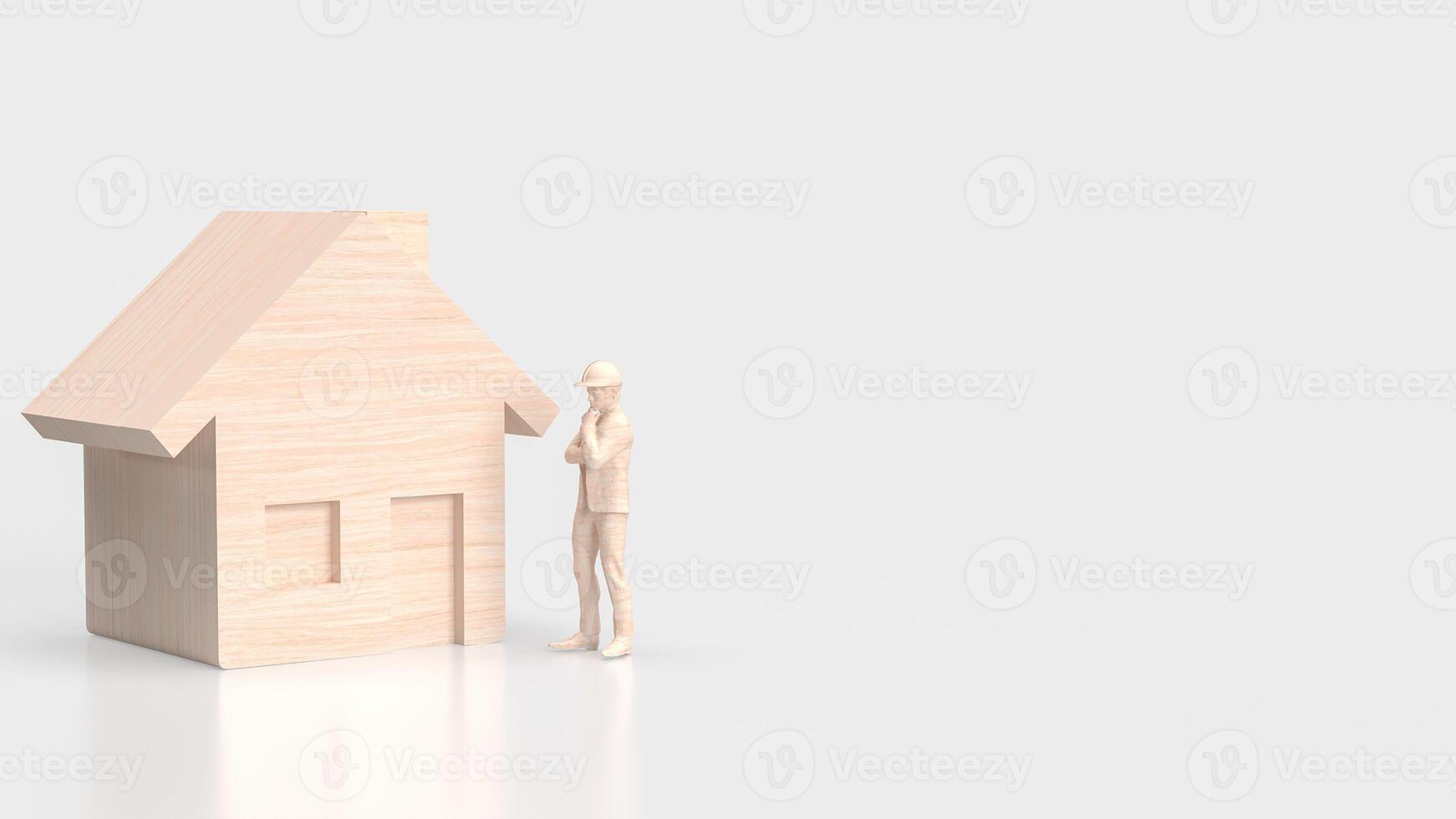 The Engineer and House wood for Building or property concept 3d rendering. photo