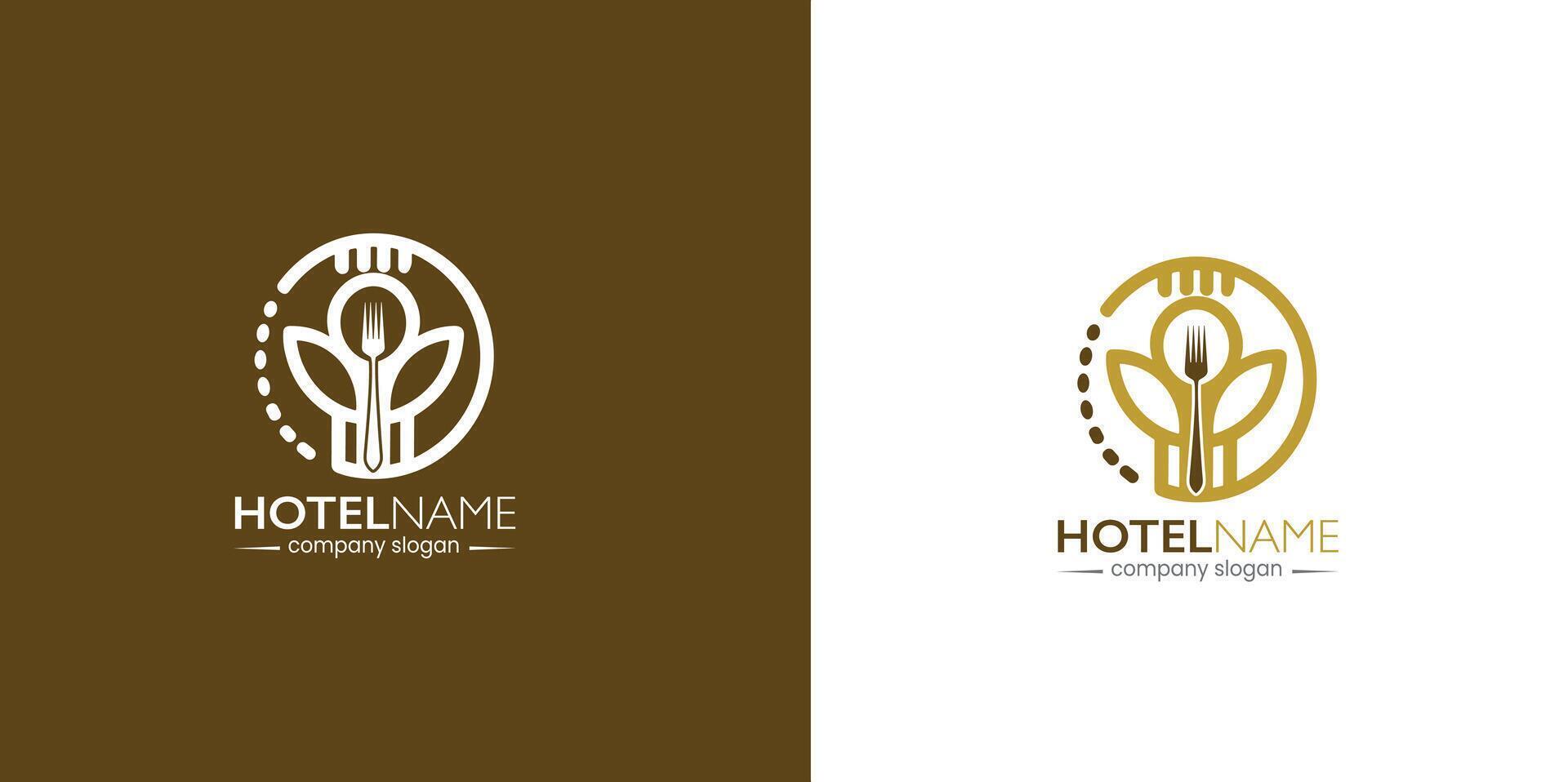 hotel restaurante caliente té café tienda puesto hoja logo bosque vector