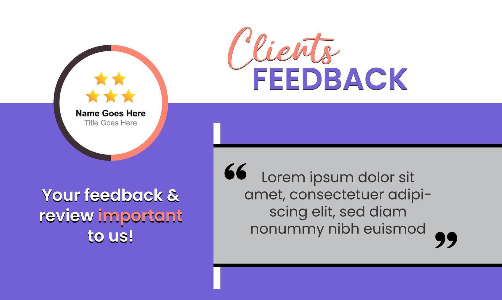 Client review or customer rating testimonial social media post design service feedback concept vector