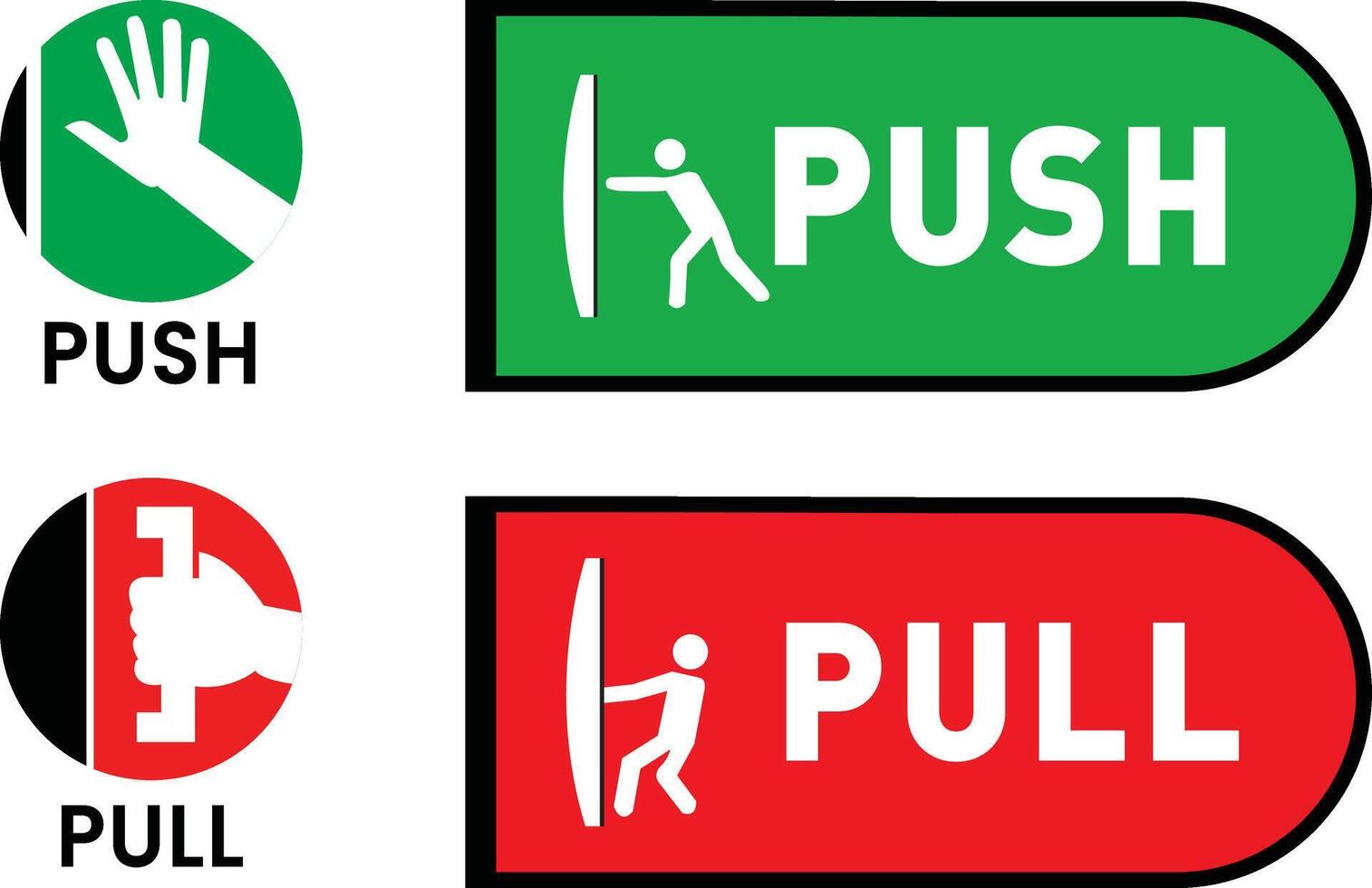 push pull Man and Door Pictogram Cliparts depict various actions of a man with a door vector