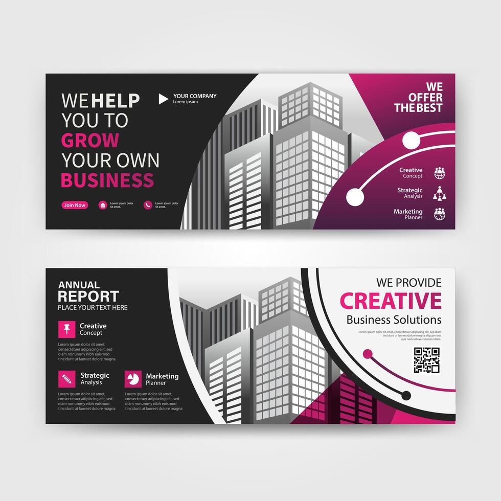 Purple color abstract corporate business banner template, horizontal advertising business banner layout template for website design. Vector