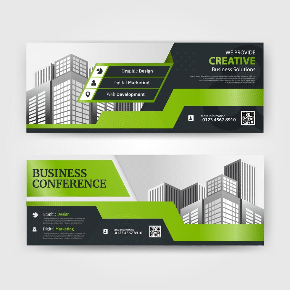 Green color abstract corporate business banner template, horizontal advertising business banner layout template for website design. Vector