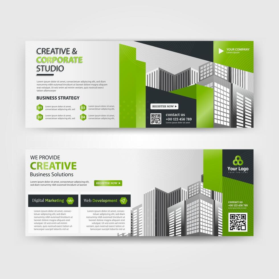 verde color resumen corporativo negocio bandera plantilla, horizontal publicidad negocio bandera diseño modelo para sitio web diseño. vector