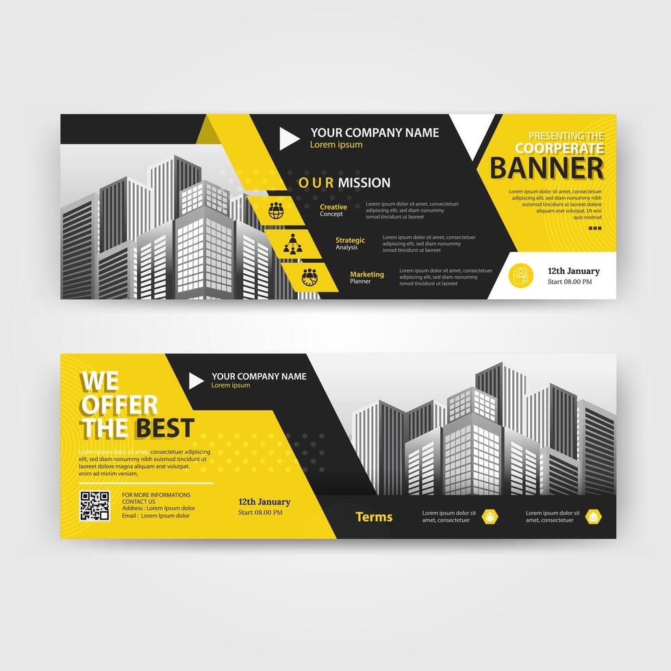Business abstract vector template for Brochure, Annual Report, Magazine, Poster, Corporate Presentation, Portfolio, Flyer with yellow and black color size A4, Front and back