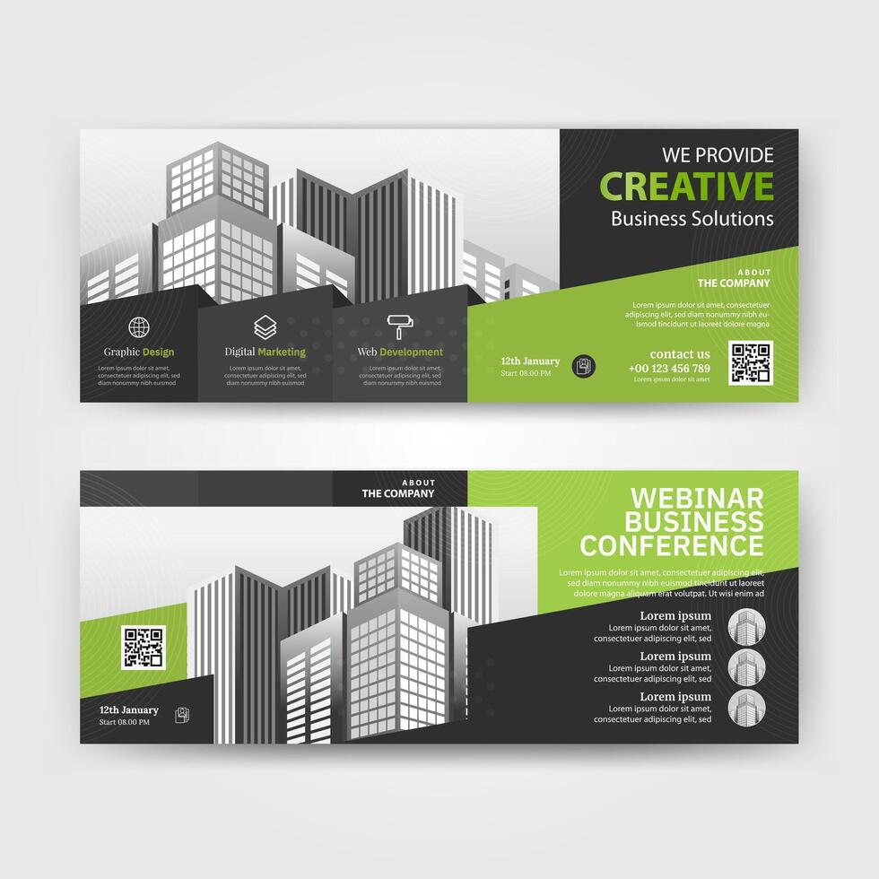 verde color resumen corporativo negocio bandera plantilla, horizontal publicidad negocio bandera diseño modelo para sitio web diseño. vector