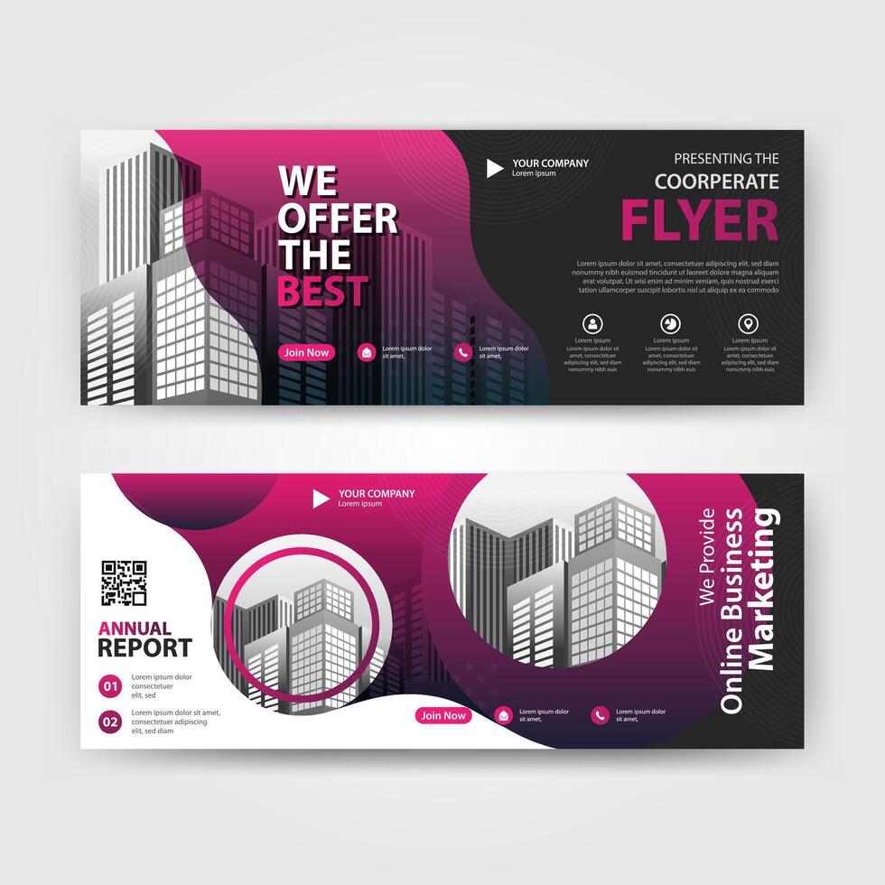 Purple color abstract corporate business banner template, horizontal advertising business banner layout template for website design. Vector