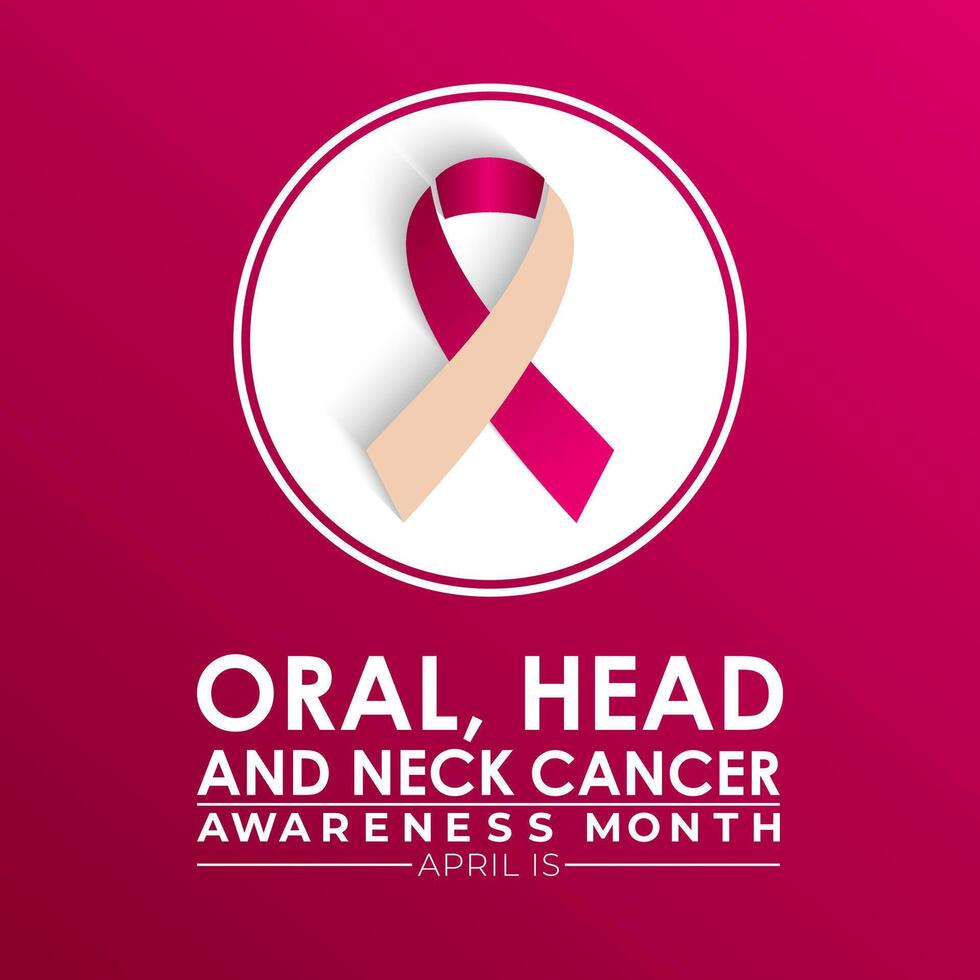 Oral, Head and Neck cancer awareness month observed each year in April. Greeting card, Banner poster, flyer and background design. vector