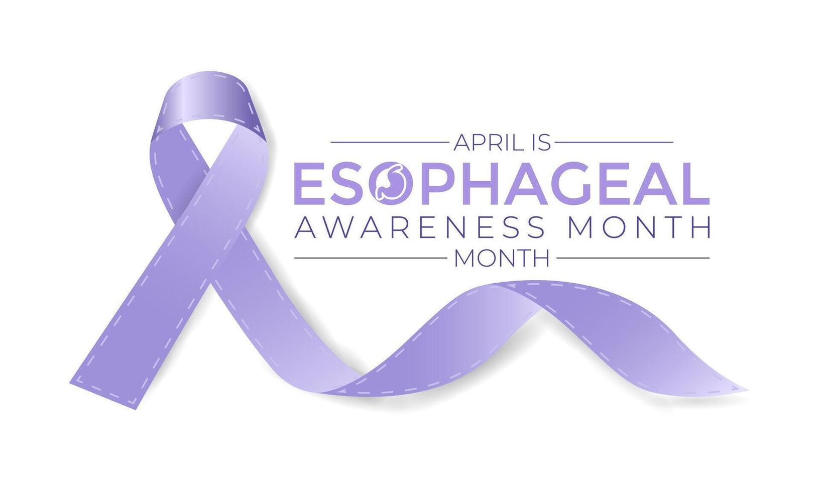 Esophageal Cancer Awareness Month. Periwinkle Color Ribbon Isolated On white Background. Greeting card,Banner poster, flyer and background design. vector