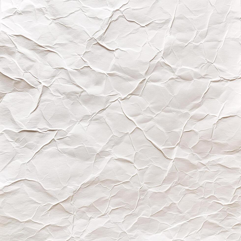 AI generated crumpled white paper texture background photo