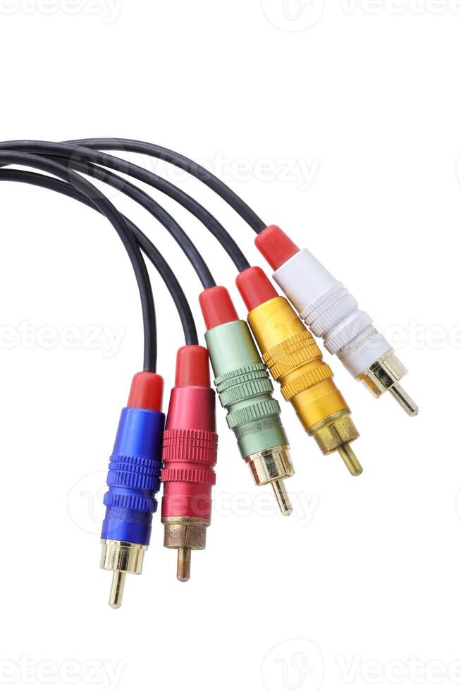 multicolor AV cable conector aislado en blanco antecedentes. foto