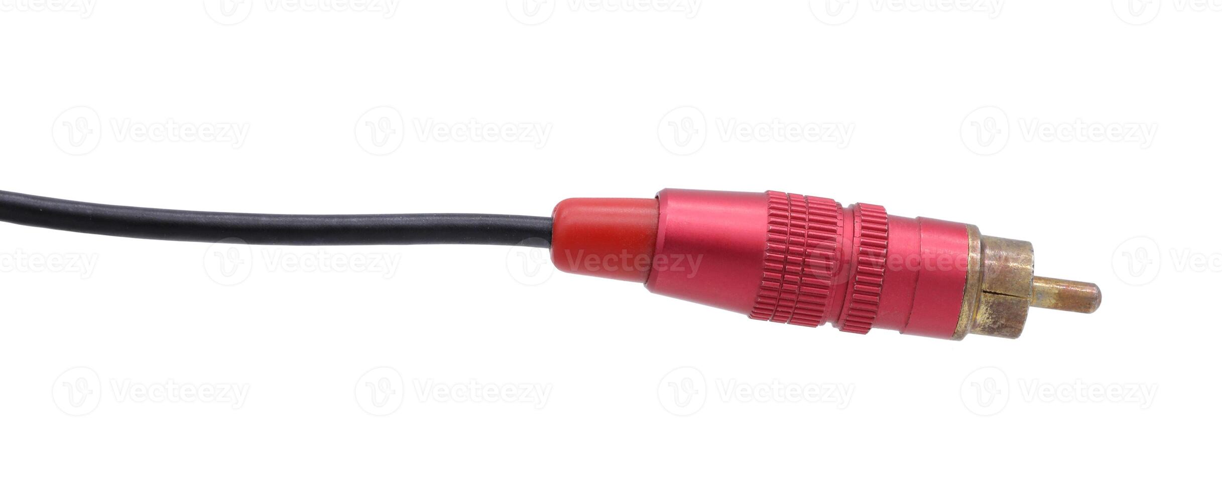 Red AV cable connector isolated on white background photo