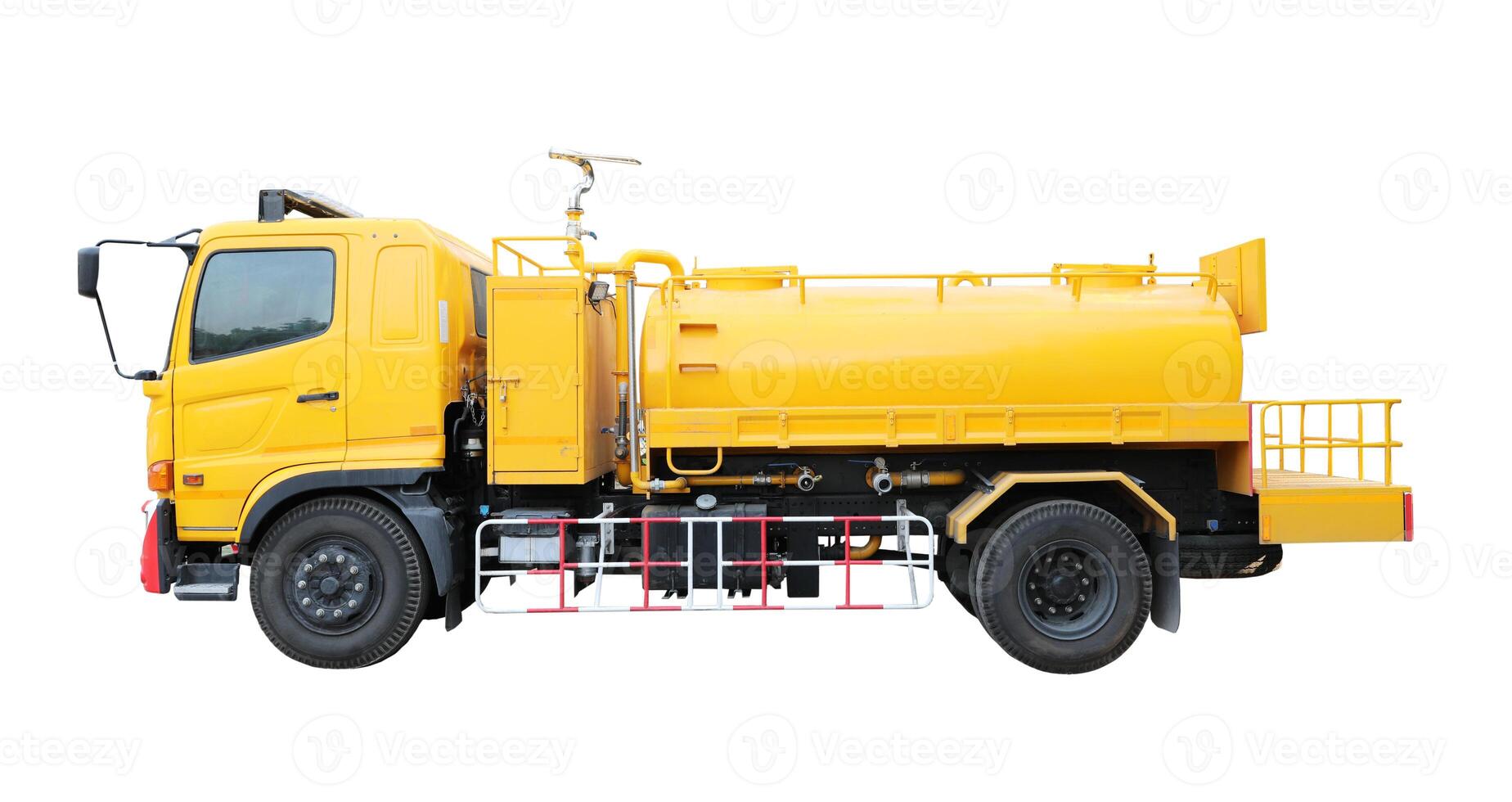 Yellow water truck isolated on white background photo