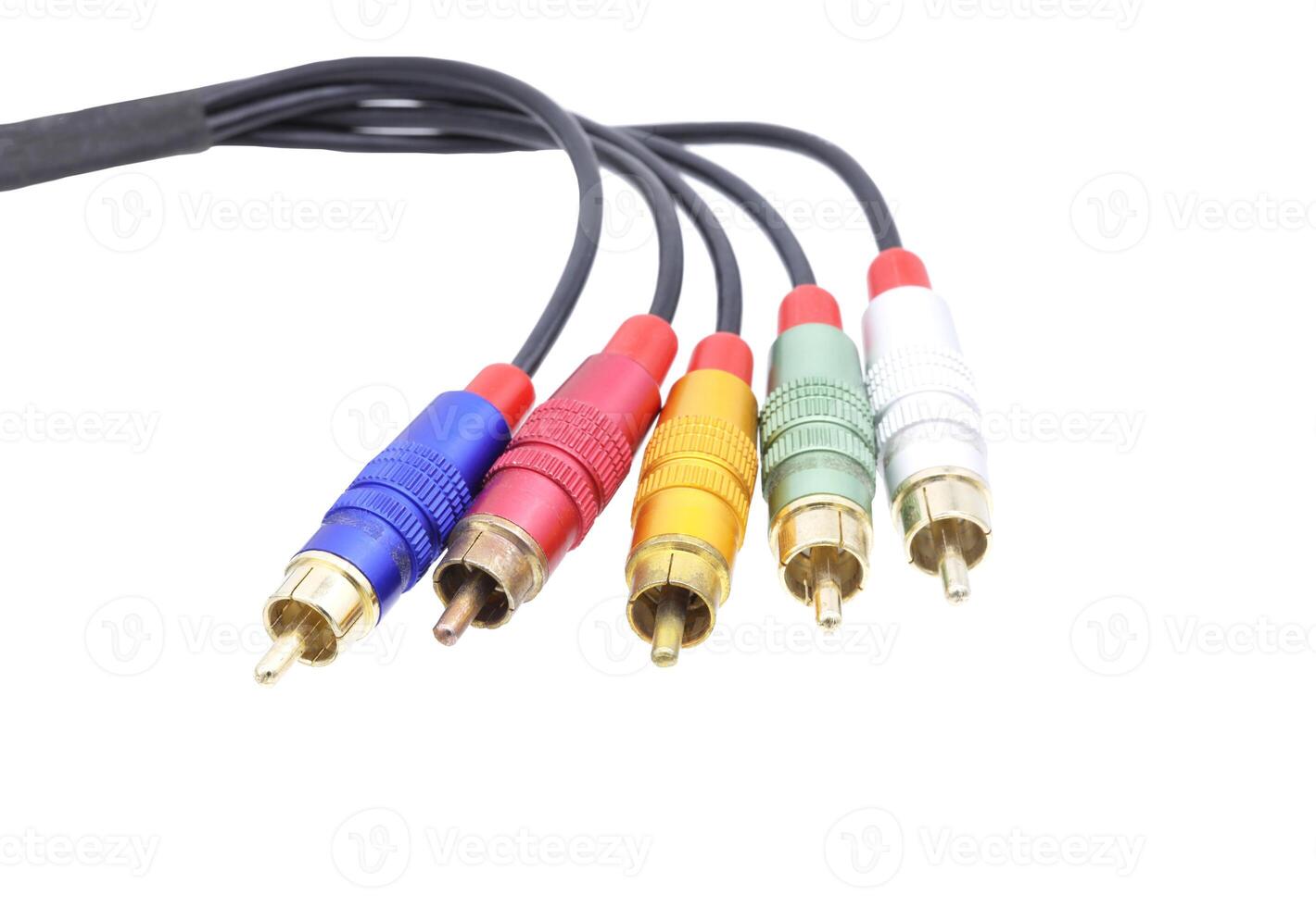 multicolor AV cable conectores aislado en blanco antecedentes. foto