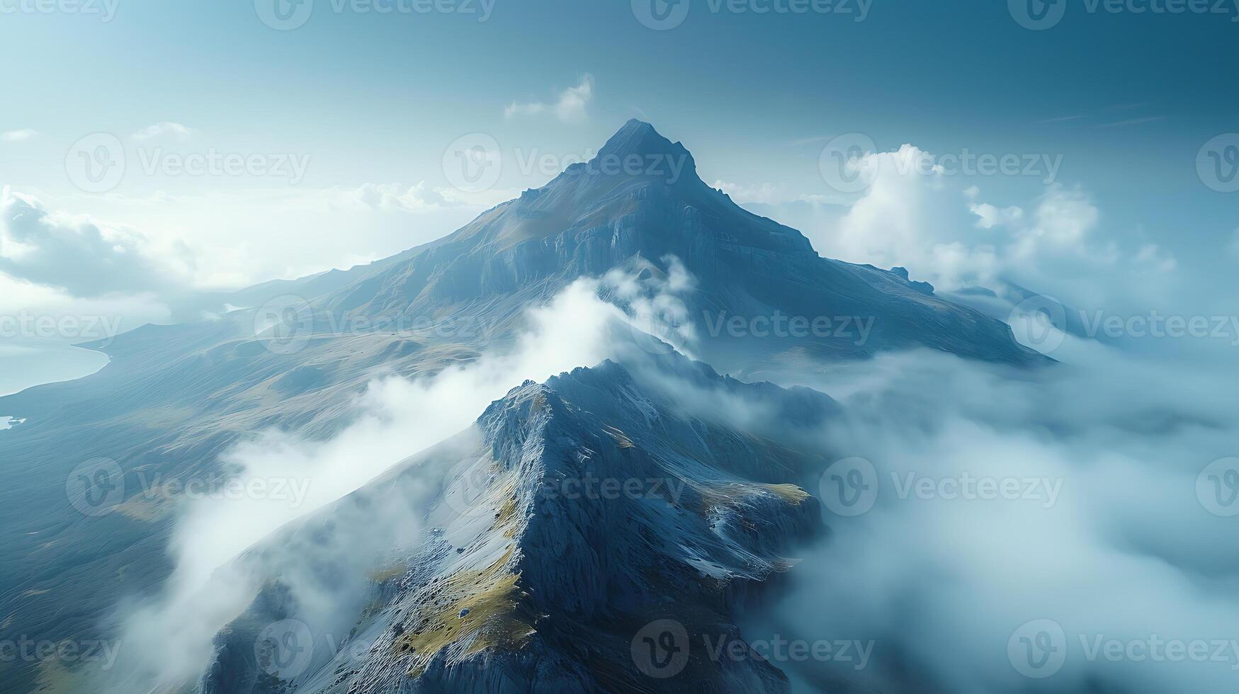 AI generated Beautiful natural mountain drone view landscape photo