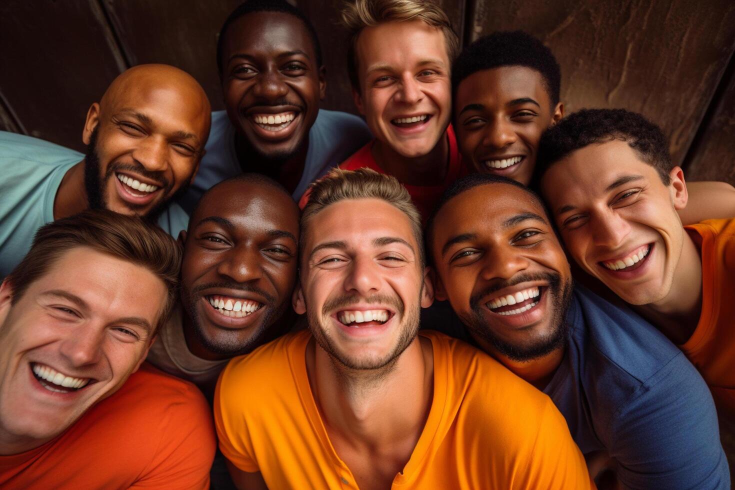 ai generado un grupo de diferente nacionalidades hombres diversidad concepto con generativo ai foto