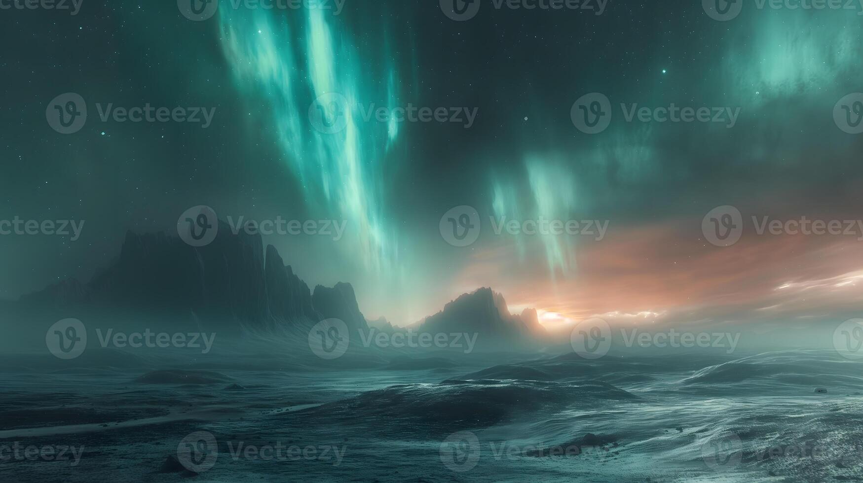 ai generado majestuoso Aurora terminado glacial paisaje foto