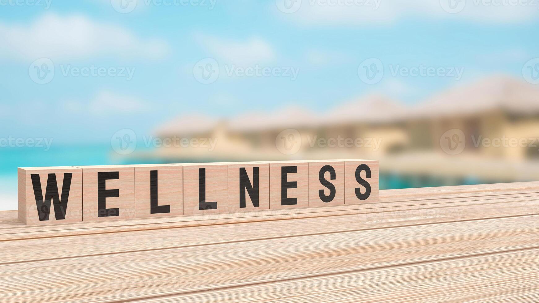 The Wellness on Beach Background for Health concept 3d rendering. photo