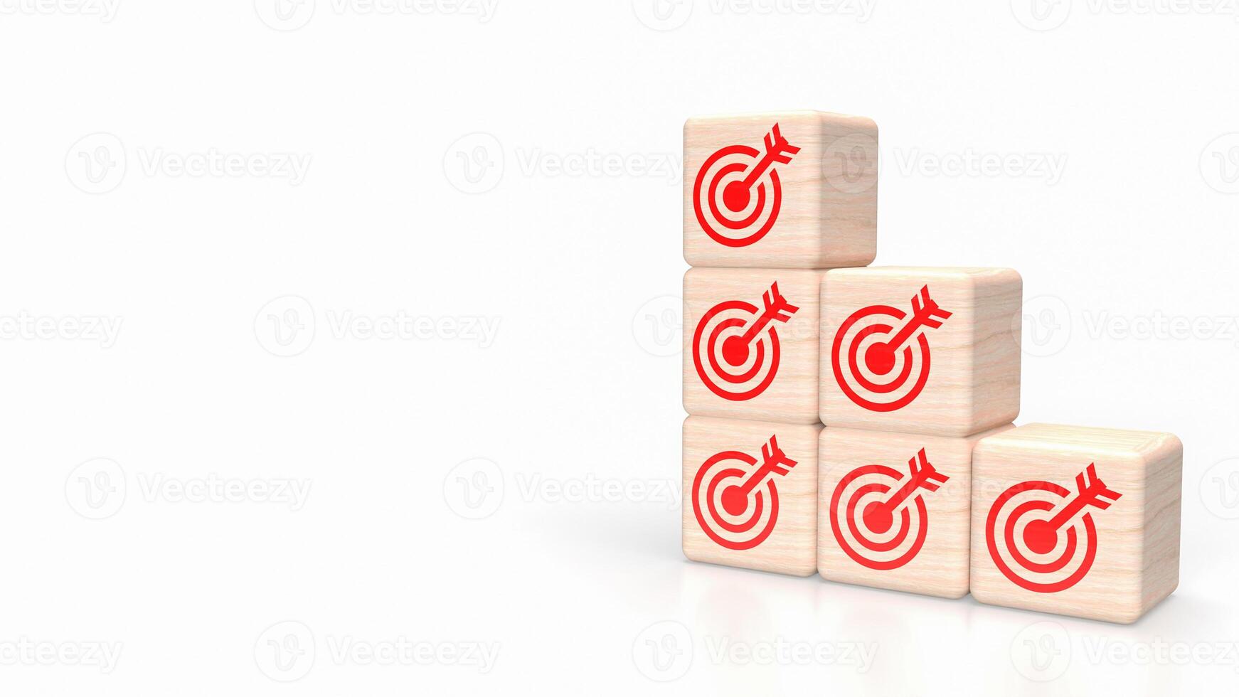 The target icon on wood cube for Business concept 3d Rendering photo